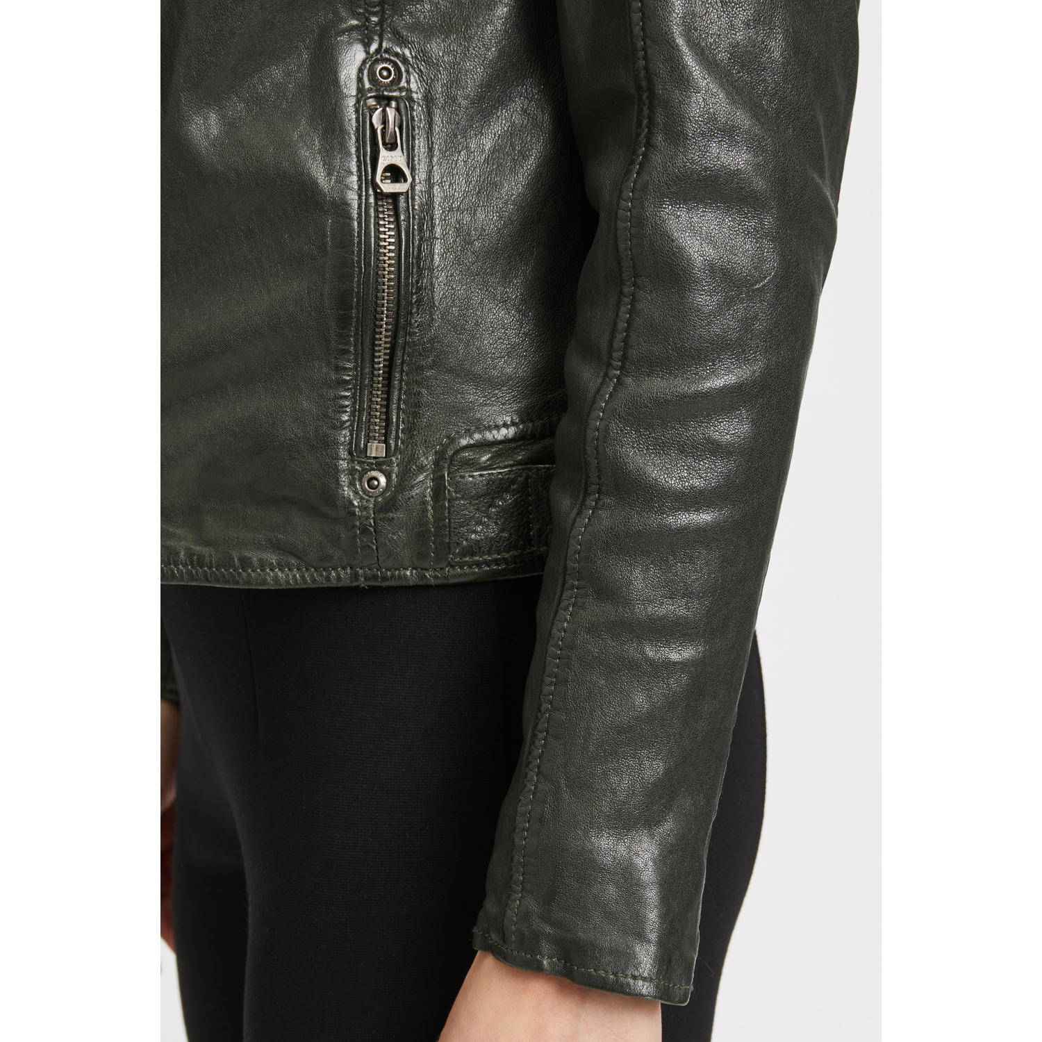 Geaca de Piele Dama Gipsy Olive Inchis GWYvie – Black Friday