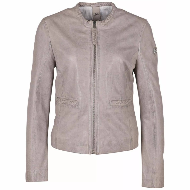 Geaca de Piele Dama Gipsy Gri Argintiu GWZai S22 LASTAV – IMBRACAMINTE