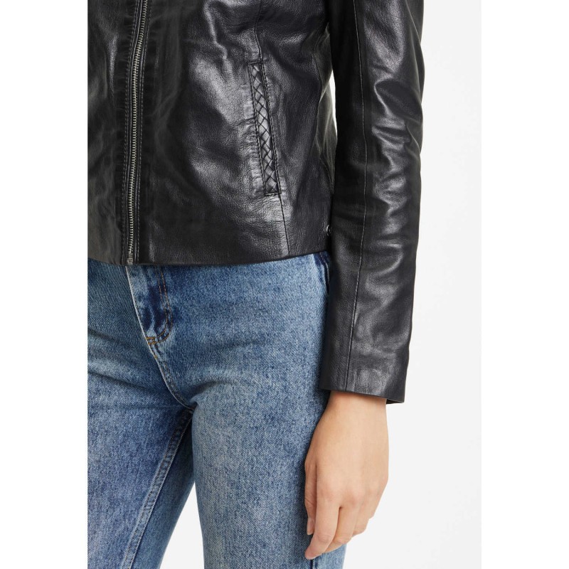 Geaca de Piele Dama Gipsy Neagra GWZai – IMBRACAMINTE