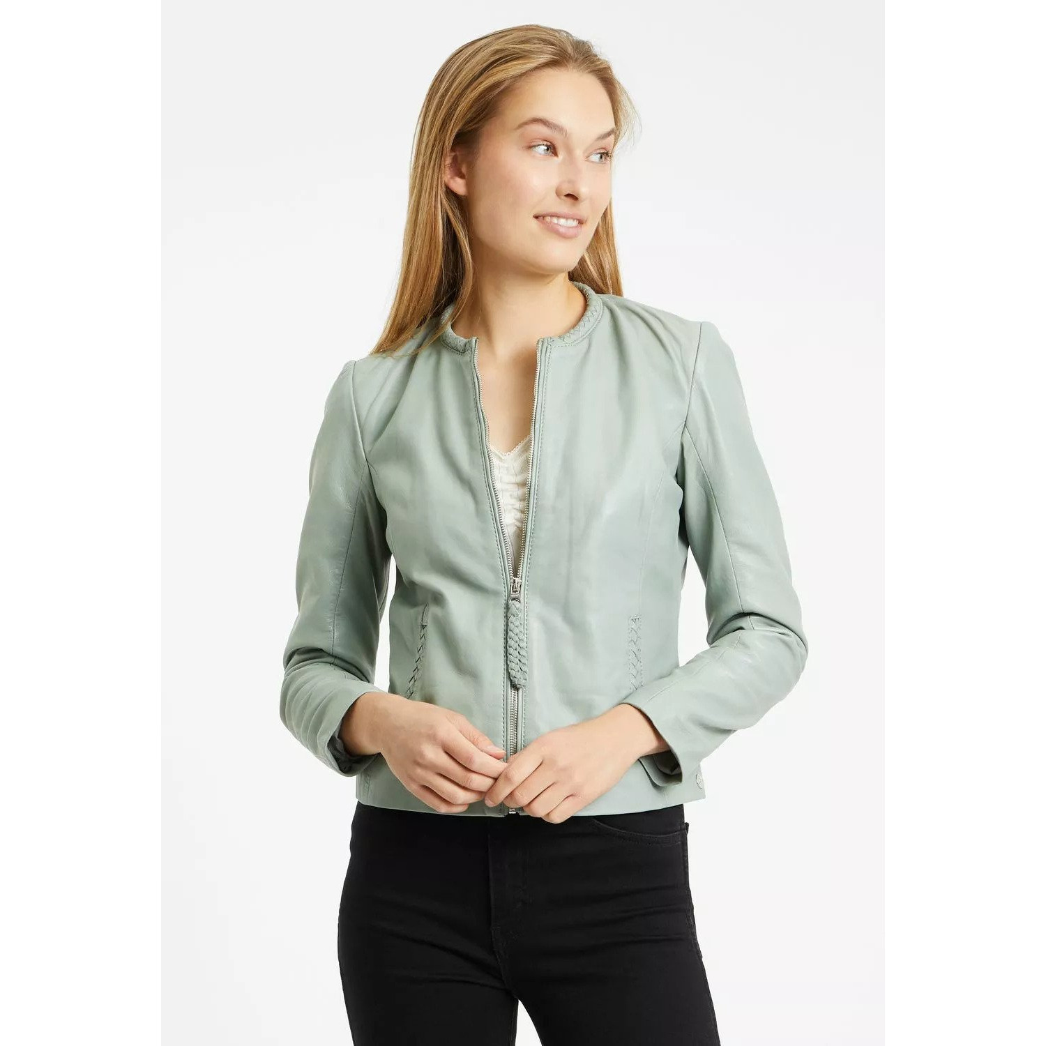 Geaca de Piele Dama Gipsy Verde Menta GWZai – IMBRACAMINTE