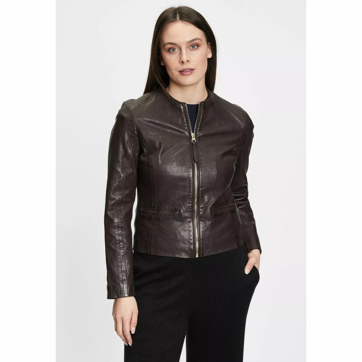 Geaca de Piele Dama Gipsy Maro Inchis GWZai – IMBRACAMINTE