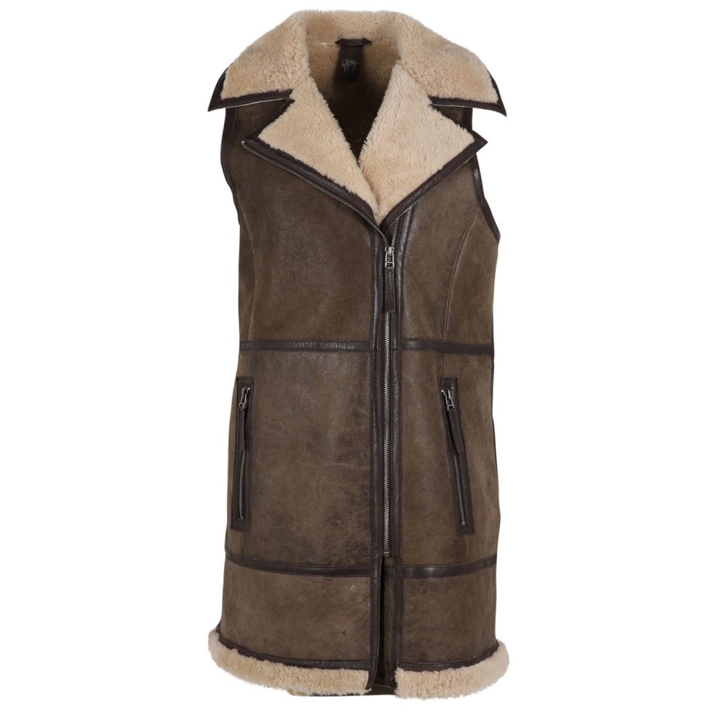 Vesta Lunga de Piele Dama Gipsy Maro Inchis GWZallie Vesta Lunga de Piele Dama Gipsy Maro Inchis GWZallie - readytowear.ro