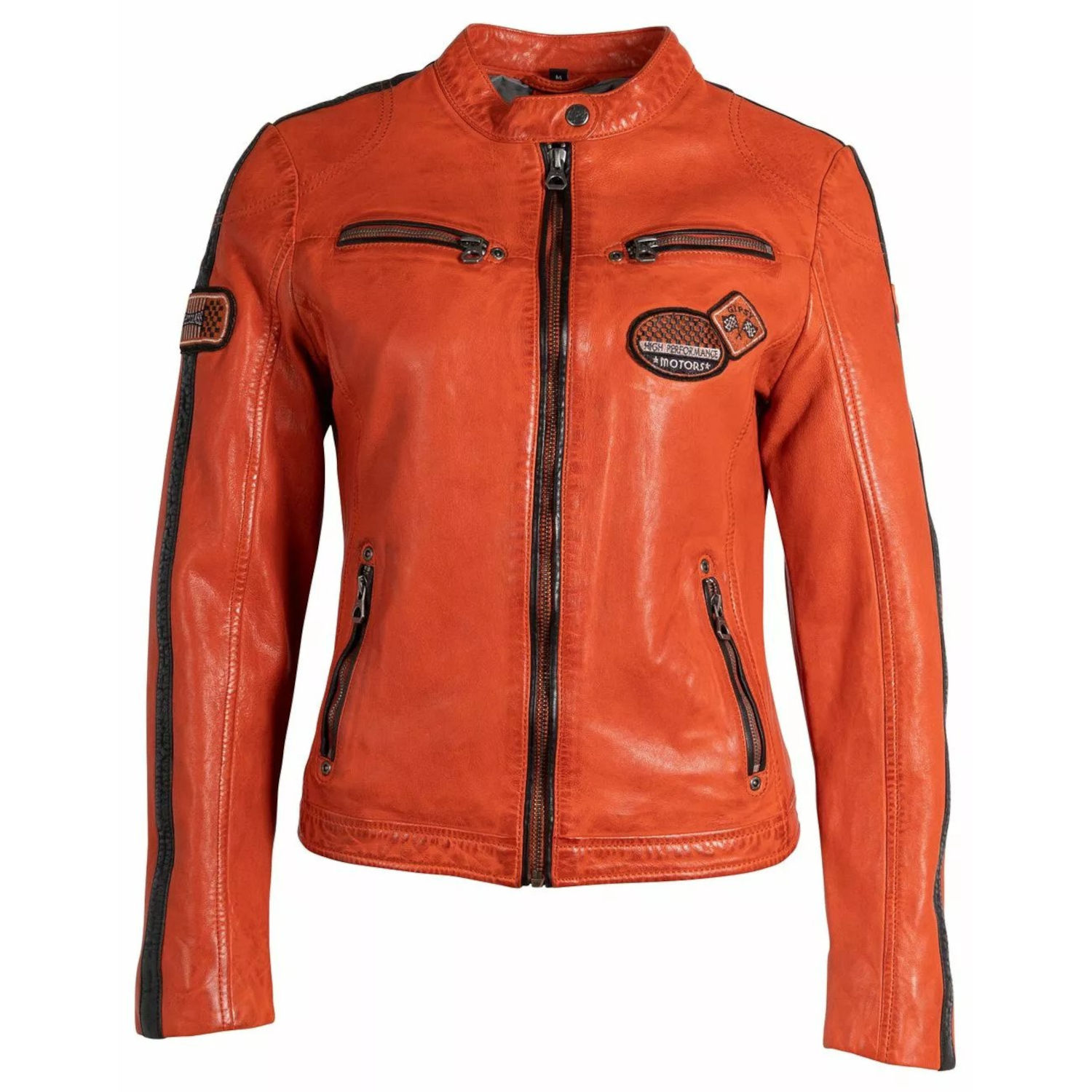 Geaca de Piele Dama Gipsy Portocaliu Rosiatic GWZiya LASOV – IMBRACAMINTE