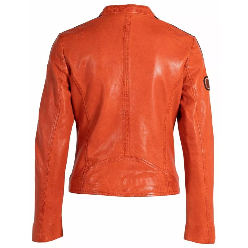 Geaca de Piele Dama Gipsy Portocaliu Rosiatic GWZiya LASOV – IMBRACAMINTE