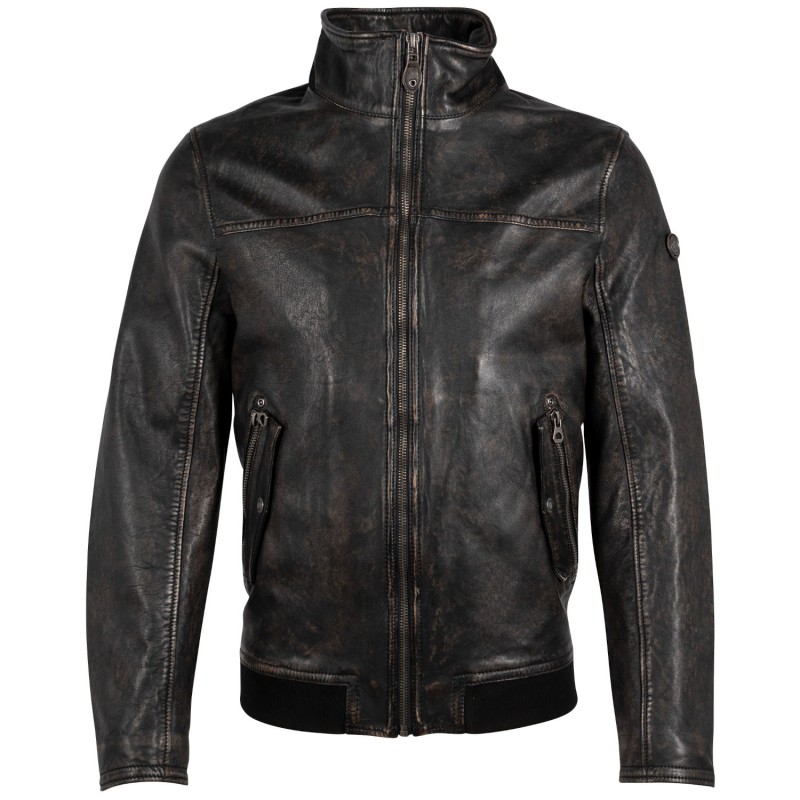 Geaca de Piele Barbati Gipsy Negru Antic Getro – Geci de Piele