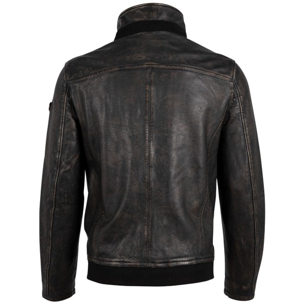 Geaca de Piele Barbati Gipsy Negru Antic Getro – Black Friday — fotografia 2