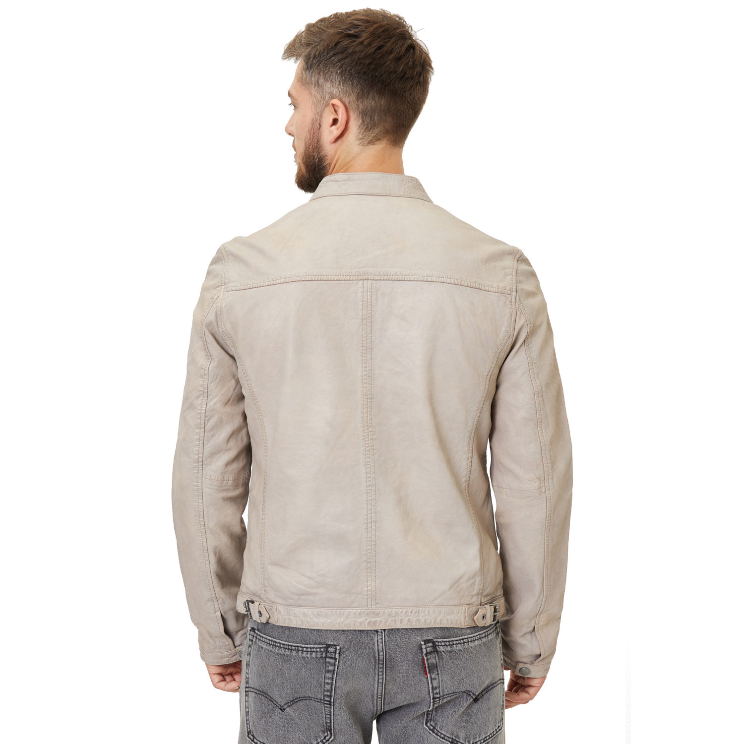 Geaca de Piele Barbati Gipsy Alb Ivoriu Hiet – Geci de Piele