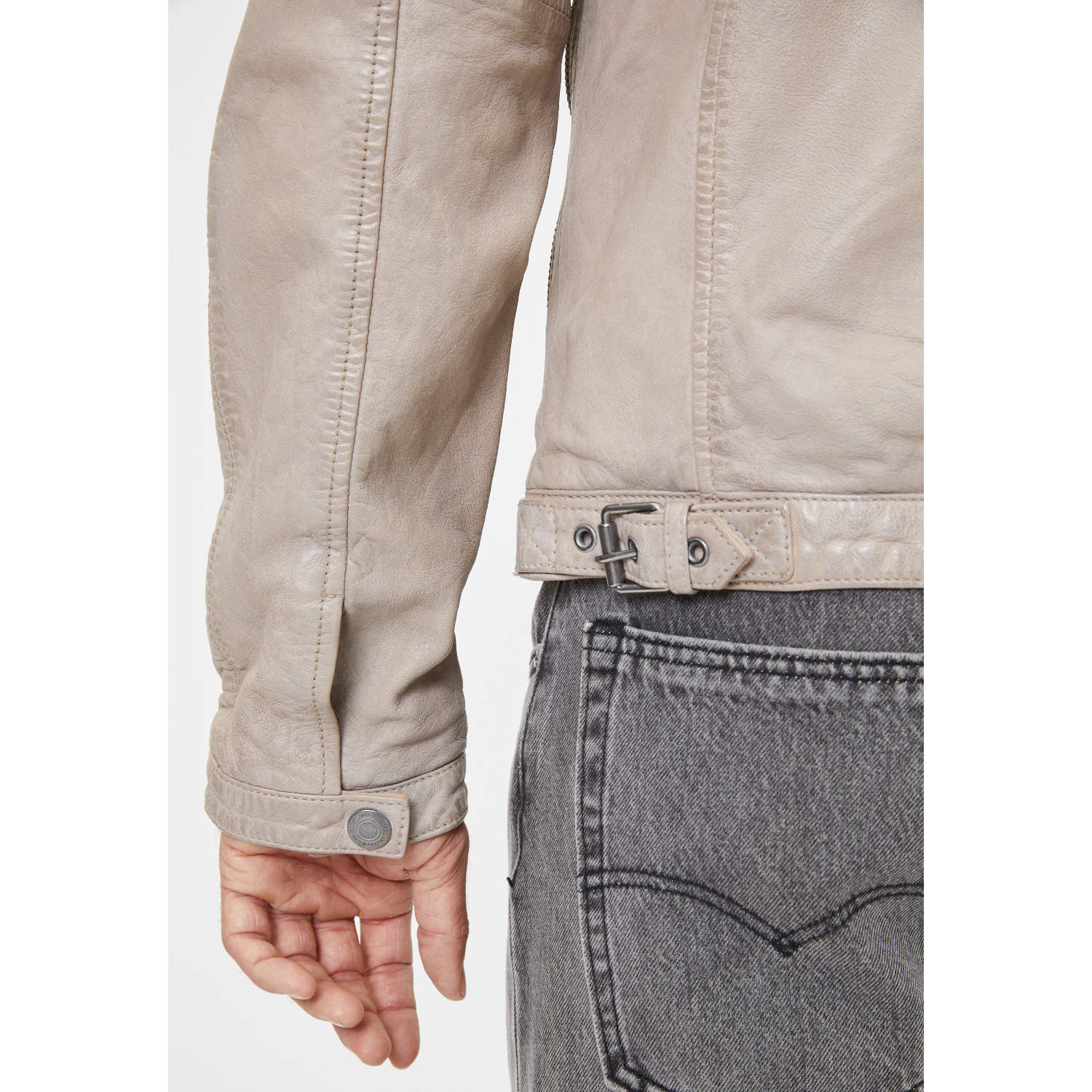 Geaca de Piele Barbati Gipsy Alb Ivoriu Hiet – Geci de Piele