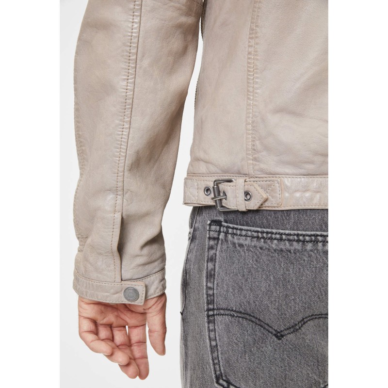 Geaca de Piele Barbati Gipsy Alb Ivoriu Hiet – Geci de Piele