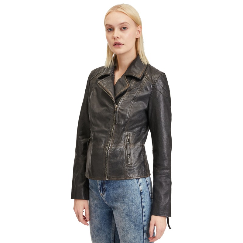 Geaca de Piele Dama Gipsy Negru Vintage Jale – Geci de Piele