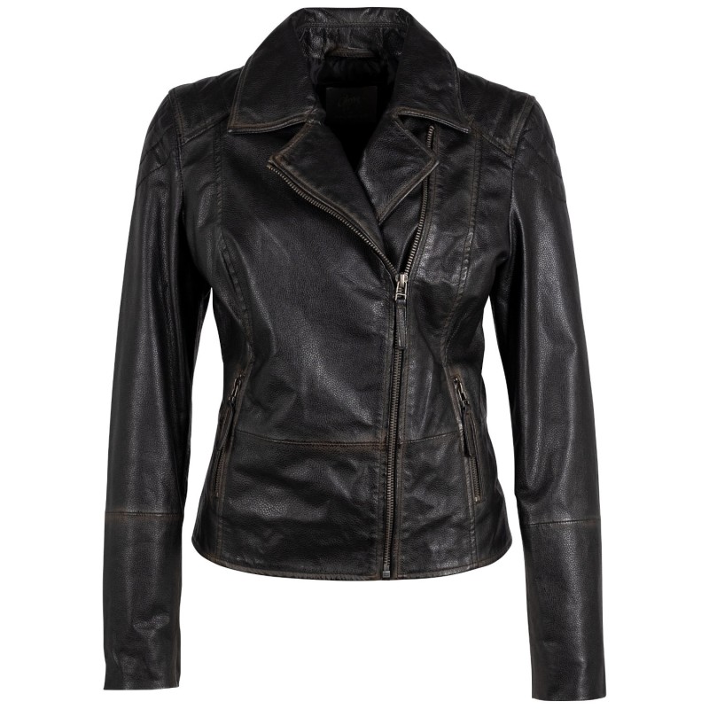 Geaca de Piele Dama Gipsy Negru Vintage Jale – Geci de Piele