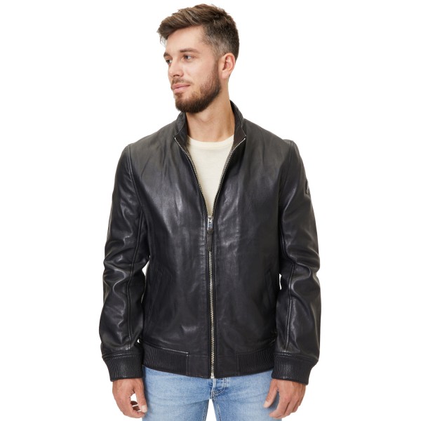 Geaca de Piele Barbati Mauritius Silver Neagra Jordin – Geci de Piele — fotografia 1