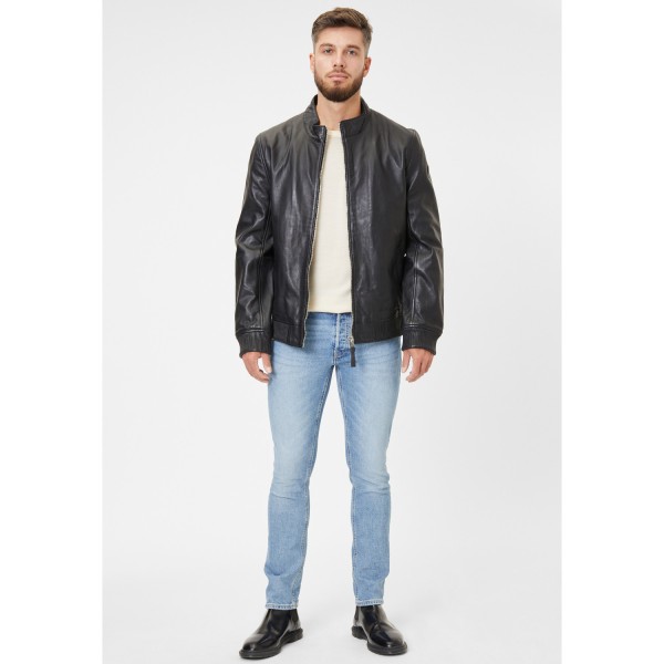 Geaca de Piele Barbati Mauritius Silver Neagra Jordin – Geci de Piele — fotografia 5