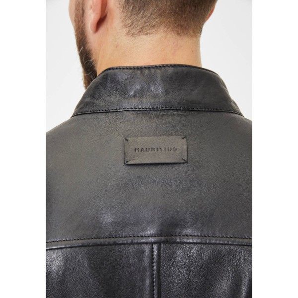 Geaca de Piele Barbati Mauritius Silver Neagra Jordin – Geci de Piele — fotografia 7