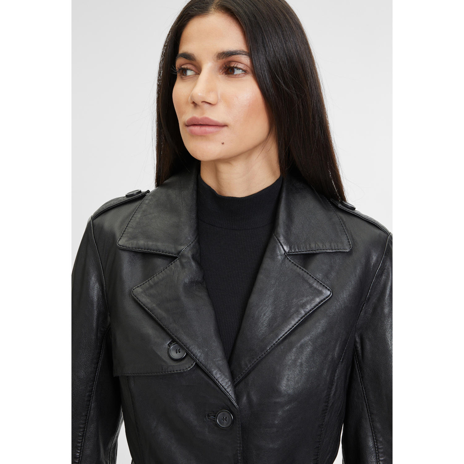 Geaca Lunga de Piele Dama Gipsy Neagra Laily – Geci de Piele