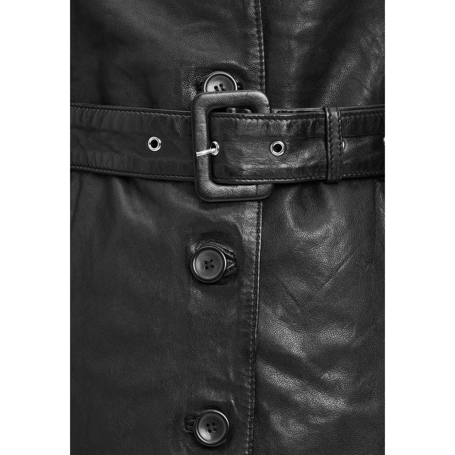 Geaca Lunga de Piele Dama Gipsy Neagra Laily – Geci de Piele