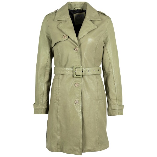Geaca Lunga de Piele Dama Gipsy Olive Deschis Laily – Black Friday — fotografia 3