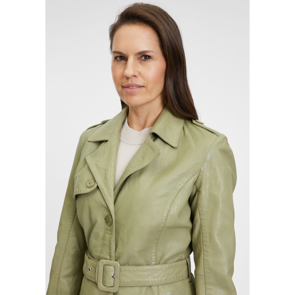 Geaca Lunga de Piele Dama Gipsy Olive Deschis Laily – Black Friday — fotografia 6