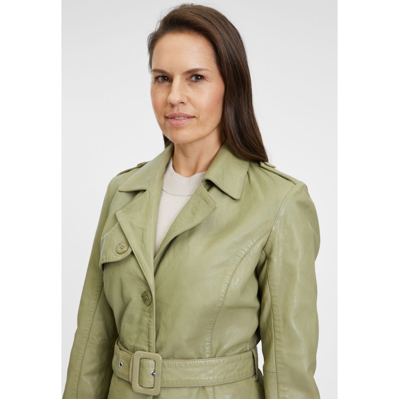 Geaca Lunga de Piele Dama Gipsy Olive Deschis Laily – Black Friday