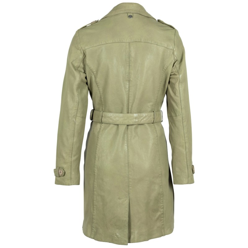 Geaca Lunga de Piele Dama Gipsy Olive Deschis Laily – Black Friday