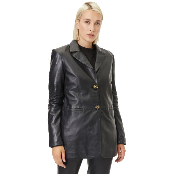 Sacou de Piele Dama Gipsy Neagra Lieke – Geci de Piele — fotografia 1