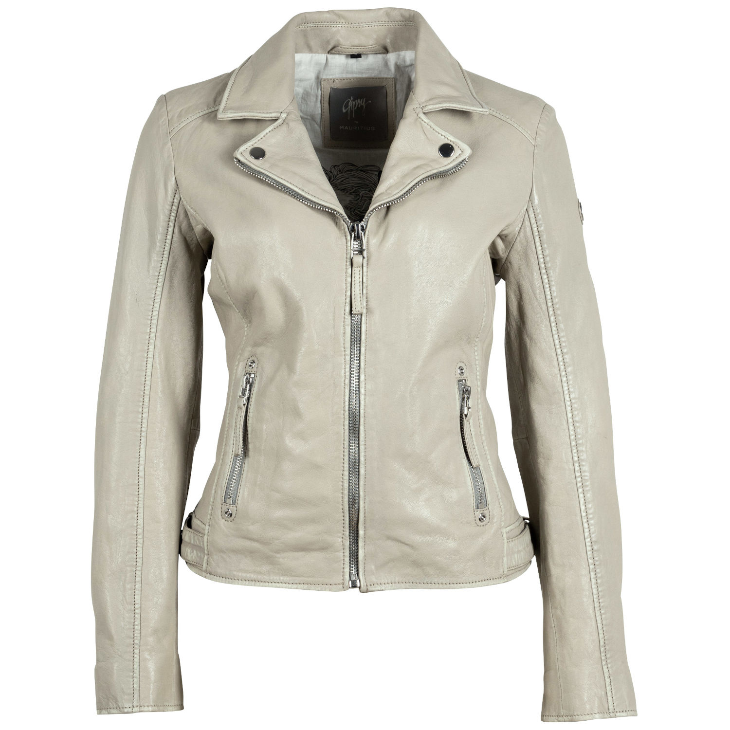 Geaca de Piele Dama Gipsy Gri Argintiu Loreen – Geci de Piele