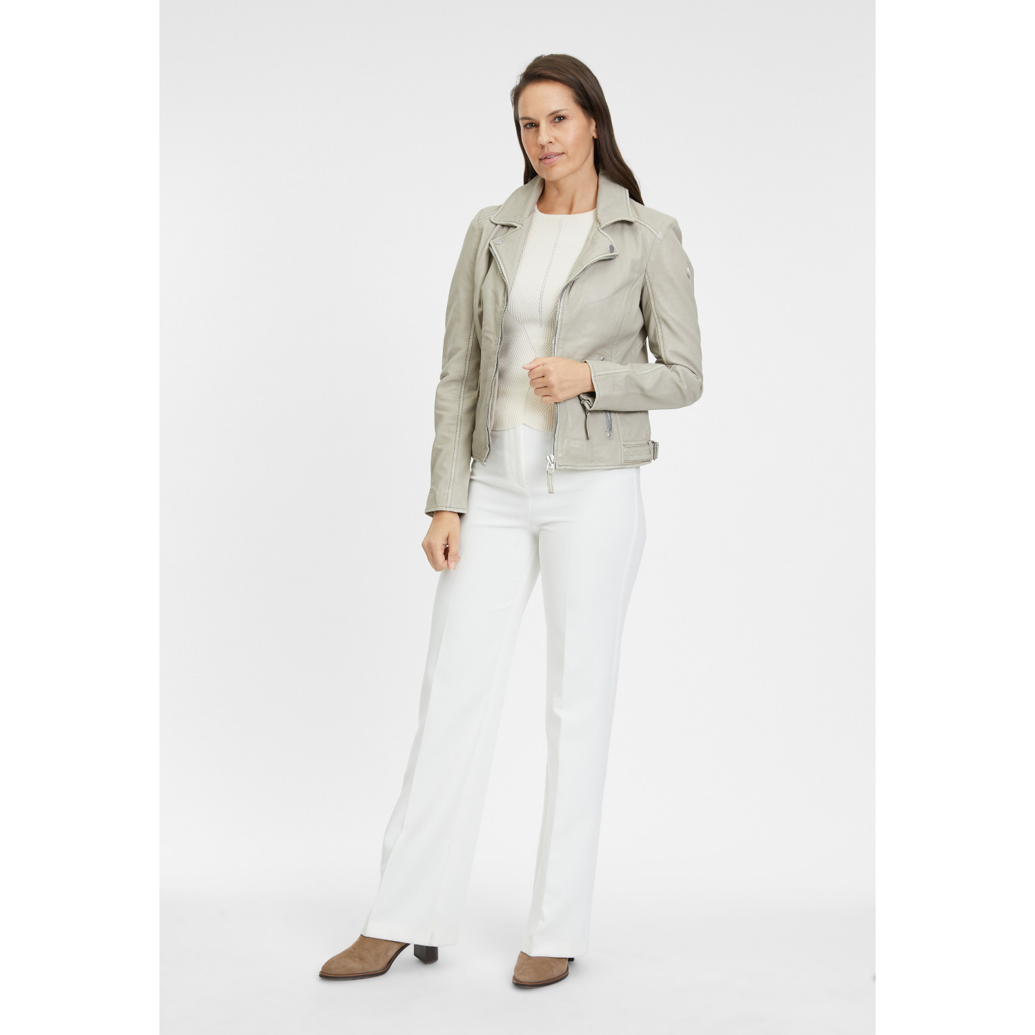 Geaca de Piele Dama Gipsy Gri Argintiu Loreen – Geci de Piele