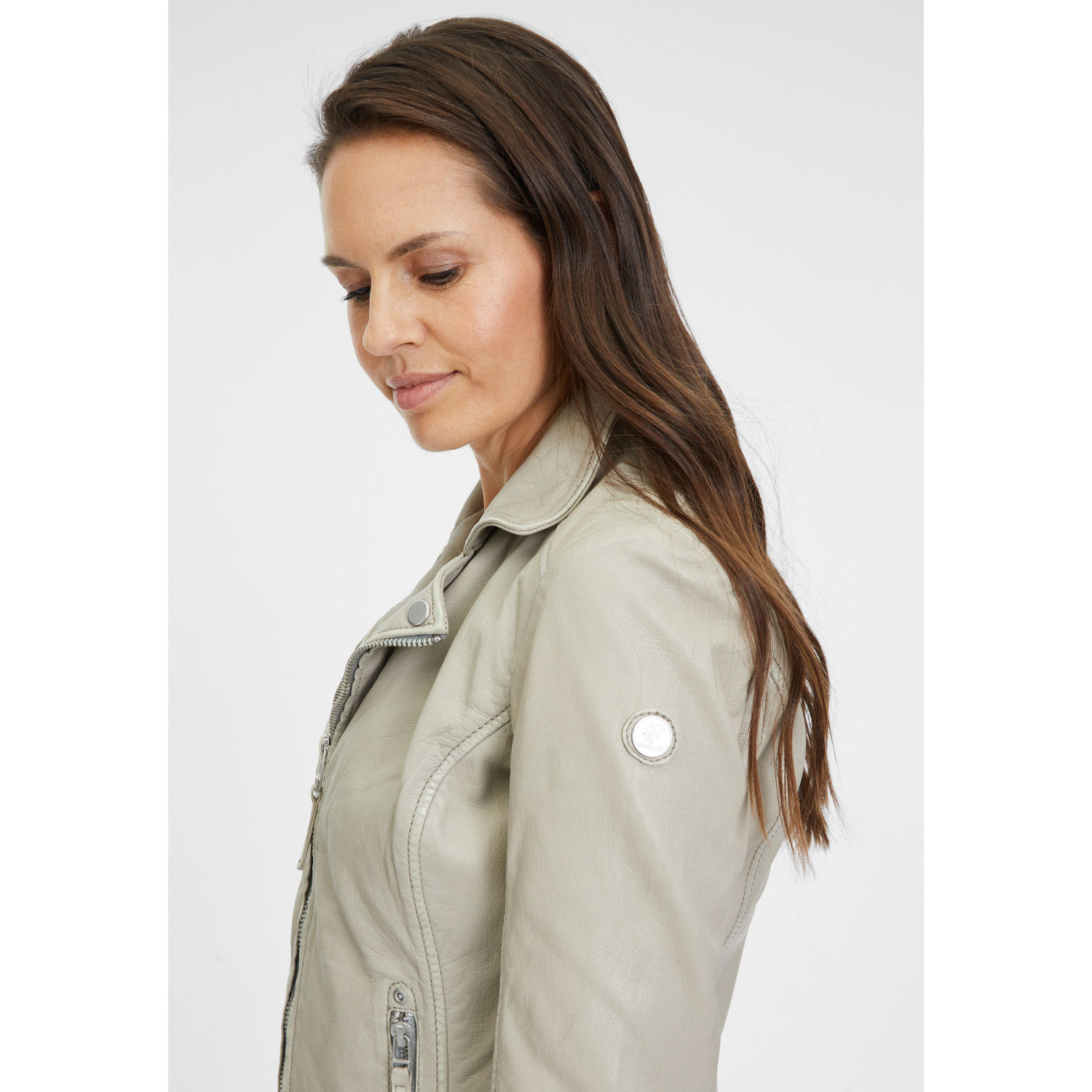 Geaca de Piele Dama Gipsy Gri Argintiu Loreen – Geci de Piele