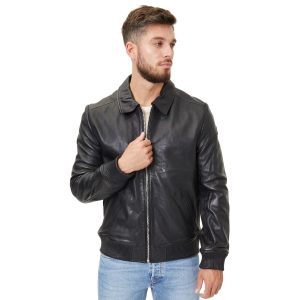 Geaca de Piele Barbati Mauritius Silver Neagra Luk – Geci de Piele — fotografia 1