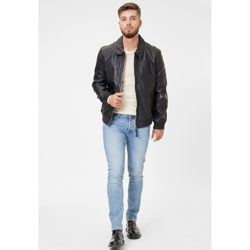 Geaca de Piele Barbati Mauritius Silver Neagra Luk Geaca de Piele Barbati Mauritius Silver Neagra Luk - readytowear.ro