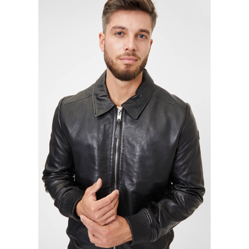 Geaca de Piele Barbati Mauritius Silver Neagra Luk Geaca de Piele Barbati Mauritius Silver Neagra Luk - readytowear.ro