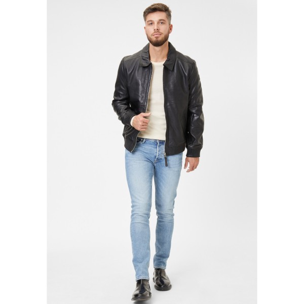 Geaca de Piele Barbati Mauritius Silver Neagra Luk – Geci de Piele — fotografia 5