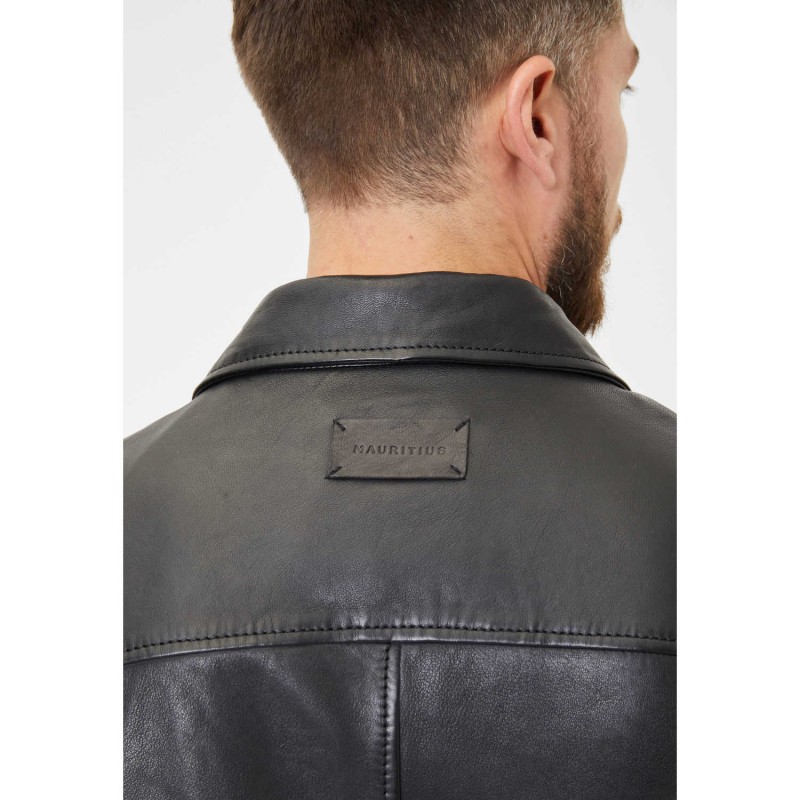 Geaca de Piele Barbati Mauritius Silver Neagra Luk – Geci de Piele