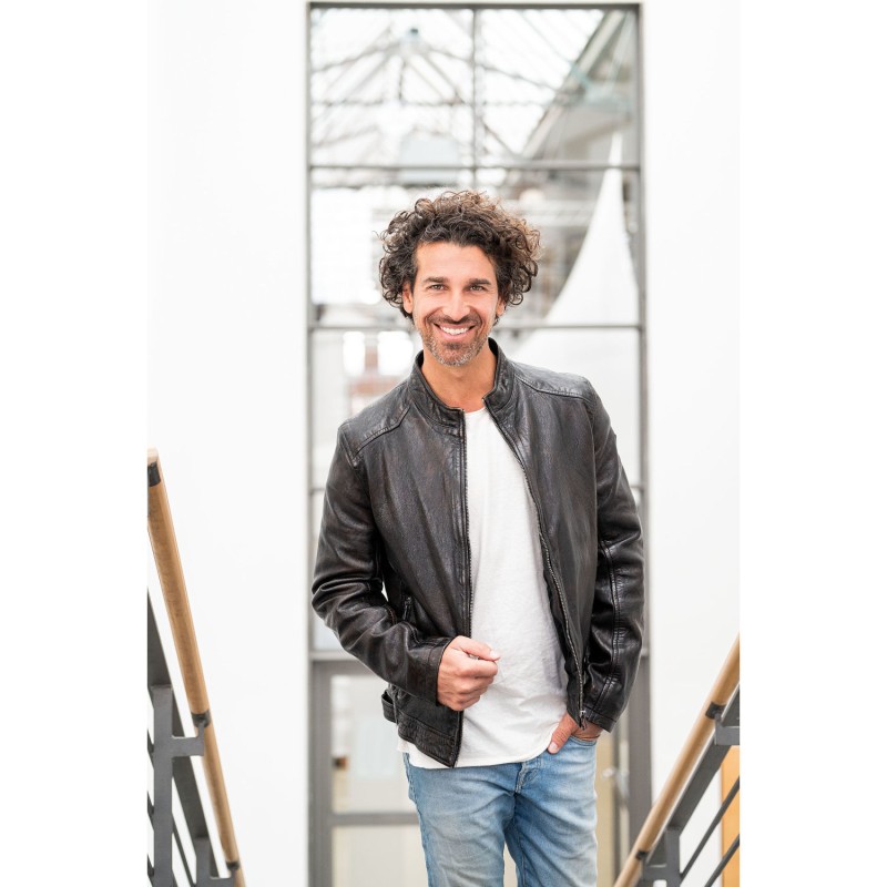 geaca de piele barbati mauritius mmadelmo maro antic piele naturala de miel regular fit