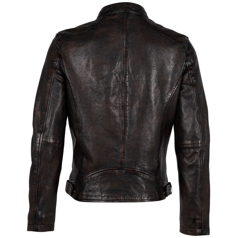 geaca de piele barbati mauritius mmadelmo maro antic piele naturala de miel regular fit