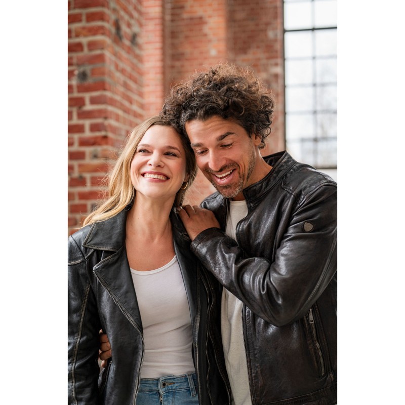 geaca de piele barbati mauritius mmadelmo maro antic piele naturala de miel regular fit