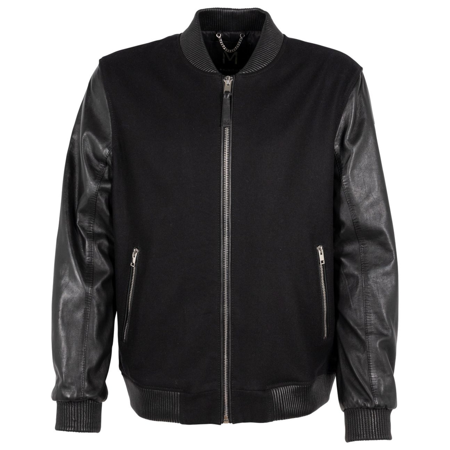 Geaca de Piele Barbati Mauritius Silver Neagra MMAleck – Black Friday