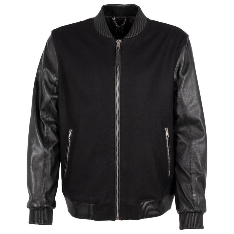 Geaca de Piele Barbati Mauritius Silver Neagra MMAleck – Black Friday