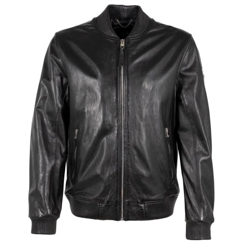 Geaca de Piele Barbati Mauritius Silver Neagra MMAlouis