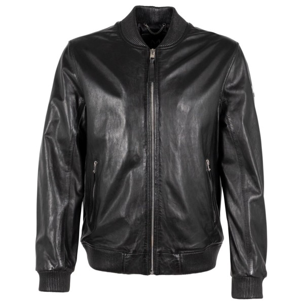 Geaca de Piele Barbati Mauritius Silver Neagra MMAlouis – IMBRACAMINTE — fotografia 1
