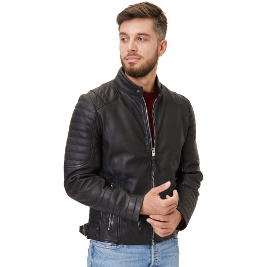 Geaca de Piele Barbati Mauritius Silver Neagra MMElio