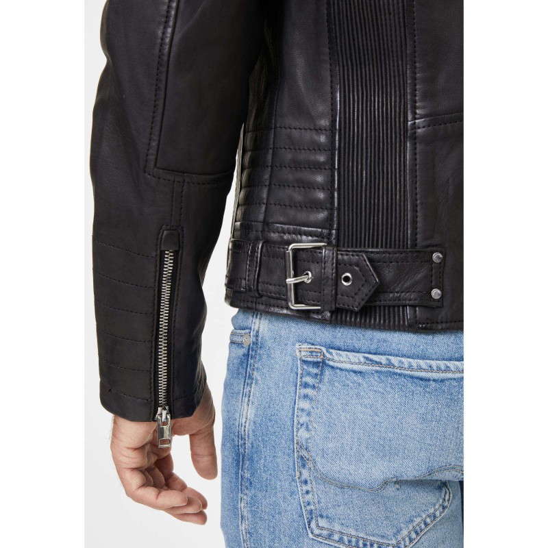 Geaca de Piele Barbati Mauritius Silver Neagra MMElio – Geci de Piele