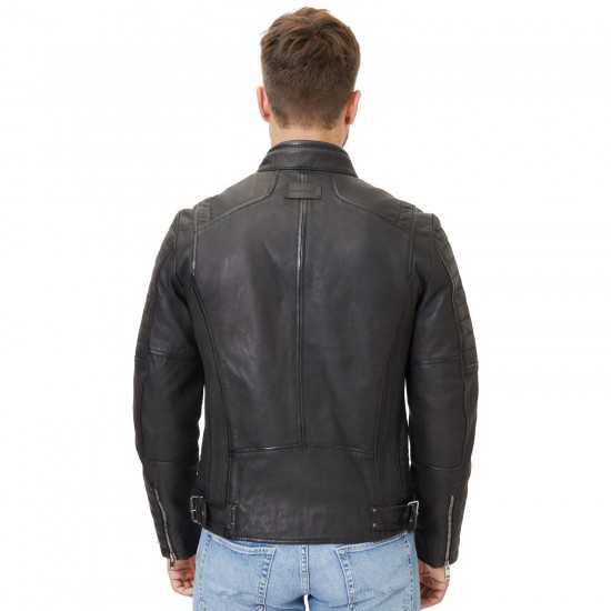 Geaca de Piele Barbati Mauritius Silver Neagra MMElio