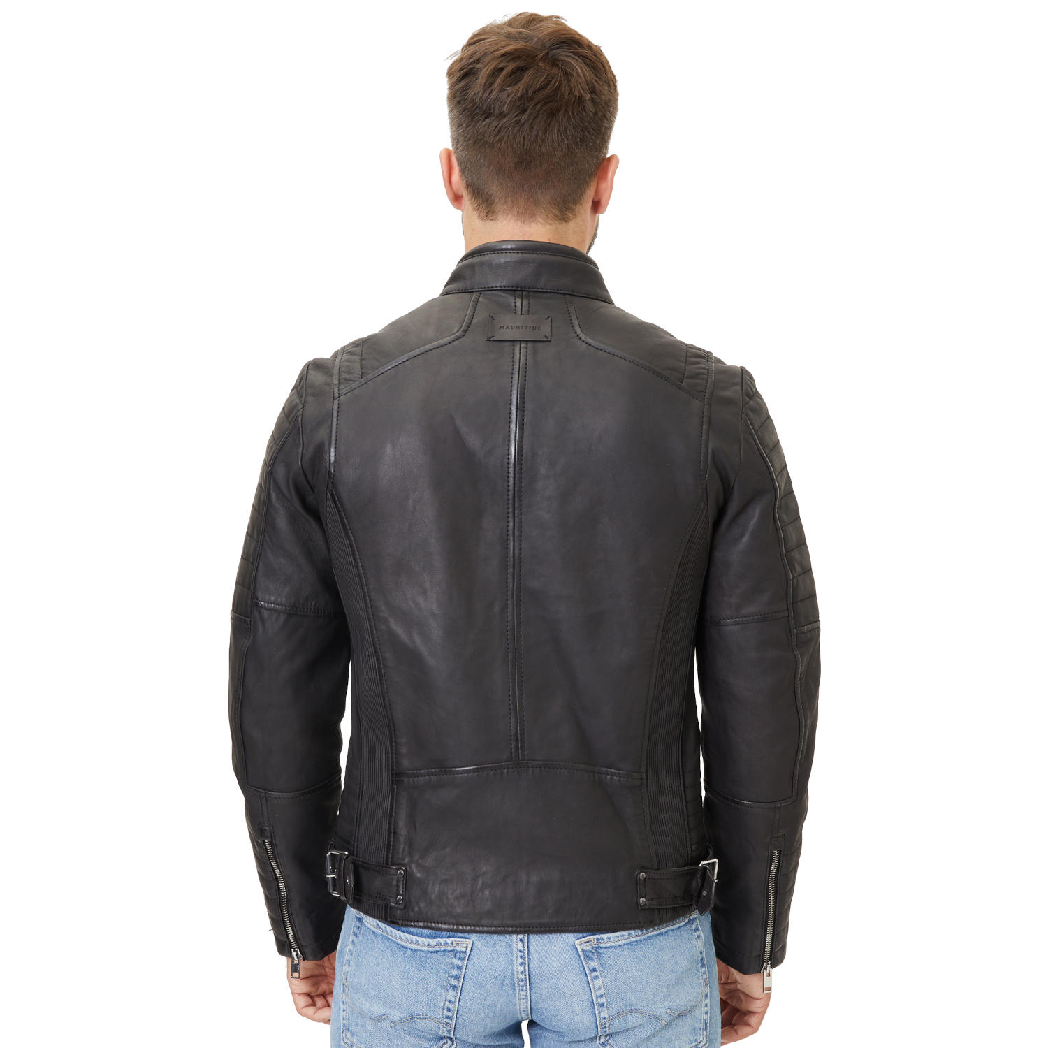 Geaca de Piele Barbati Mauritius Silver Neagra MMElio – Black Friday