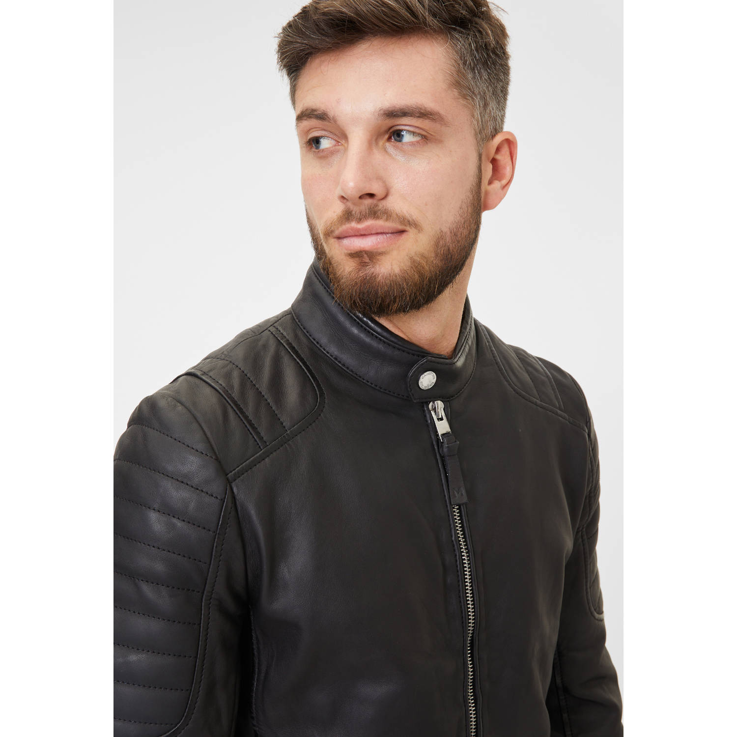 Geaca de Piele Barbati Mauritius Silver Neagra MMElio – Black Friday