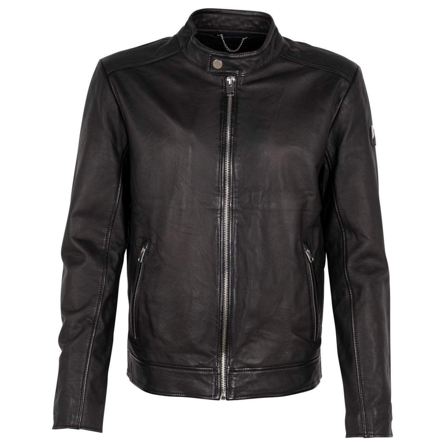 Geaca de Piele Barbati Mauritius Silver Neagra MMLevian – IMBRACAMINTE