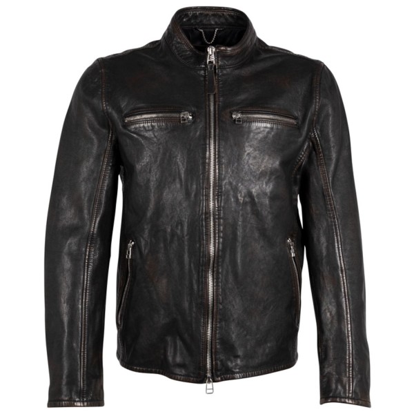 Geaca de Piele Barbati Mauritius Silver Negru Vintage MMMatthio – Black Friday — fotografia 1