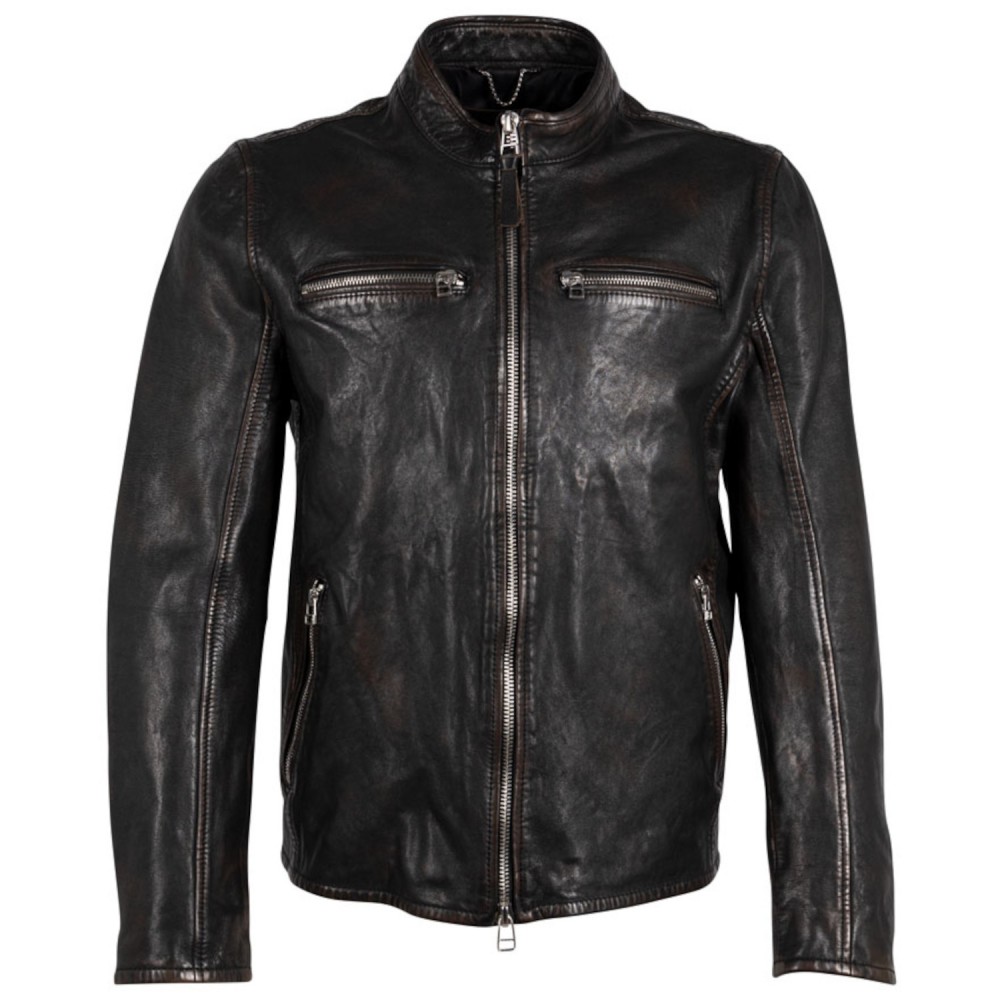 Geaca de Piele Barbati Mauritius Silver Negru Vintage MMMatthio Geaca de Piele Barbati Mauritius Silver Negru Vintage MMMatthio - readytowear.ro