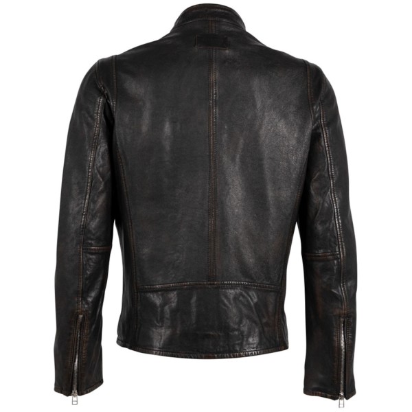 Geaca de Piele Barbati Mauritius Silver Negru Vintage MMMatthio – Black Friday — fotografia 2
