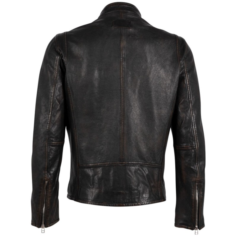 Geaca de Piele Barbati Mauritius Silver Negru Vintage MMMatthio – IMBRACAMINTE